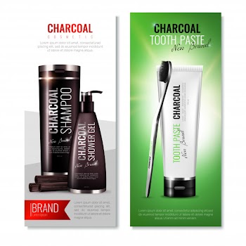 Charcoal toothpaste vertical banners Free Vector