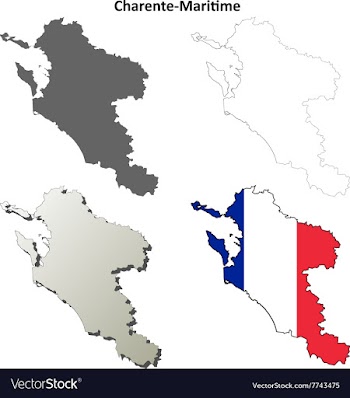 Charente-Maritime Poitou-Charentes outline map set vector image