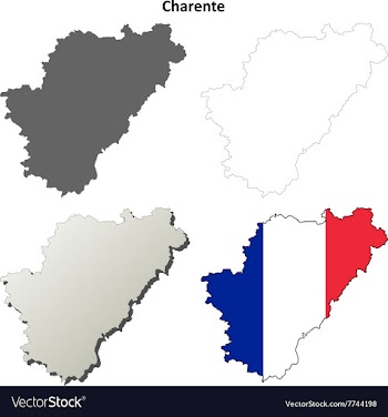 Charente Poitou-Charentes outline map set vector image