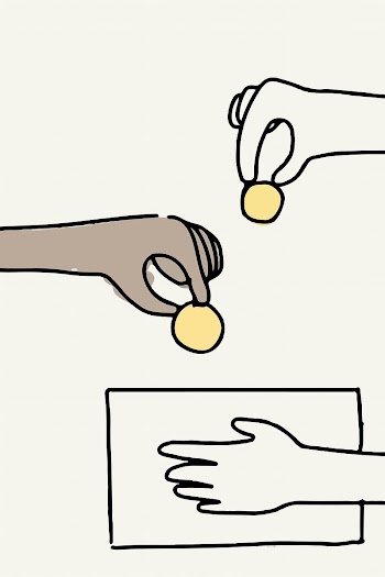 Charity doodle hand giving money, donation… | Free stock illustration | High Resolution graphic