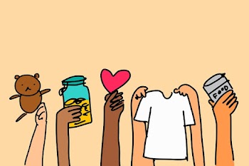 Charity doodle, people donating things | Free stock illustration | High Resolution graphic