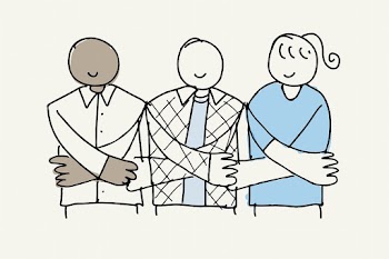 Charity doodle, people holding hands support… | Free stock illustration | High Resolution graphic