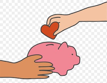 Charity PNG hand doodle heart in piggy bank | Free stock illustration | High Resolution graphic