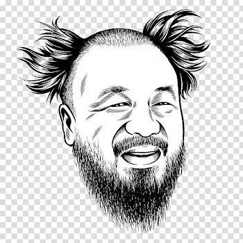 Charles Burns Portrait Illustrator Artist Drawing, Black and white beard uncle transparent background PNG clipart