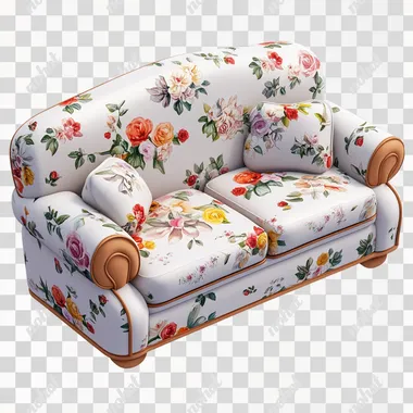 Charming 3D Floral Sofa Icon Illustration