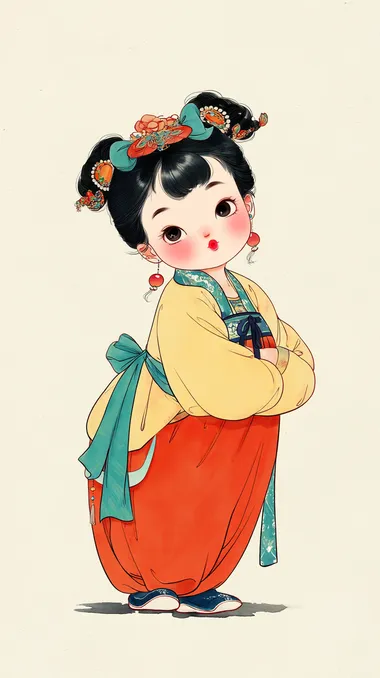 Charming Ancient Chinese Cartoon Girl Portrait Charming Ancient Chinese Cartoon Girl Portrait