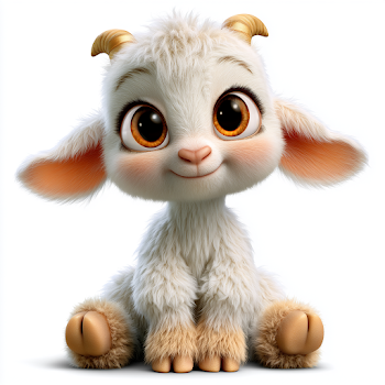 Charming Baby Goat Kid Portrait in CGI
