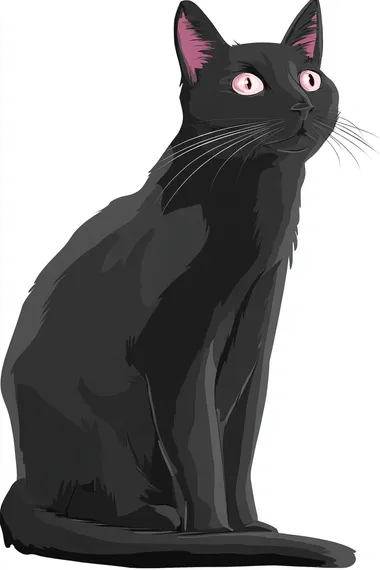 Charming Black Cat Drawing in Kawaii Style Charming Black Cat Drawing in Kawaii Style