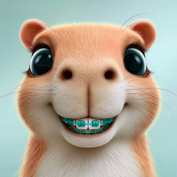 Charming Capybara-like Rodent with Braces