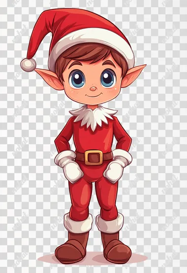 Charming Cartoon Elf: A Festive Holiday Character