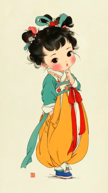 Charming Cartoon Girl in Ancient Chinese Style Charming Cartoon Girl in Ancient Chinese Style