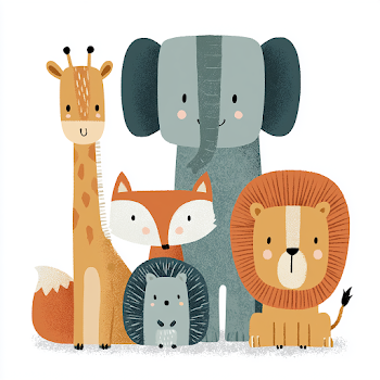 Charming Cartoon Wild Animals for Nursery Decor