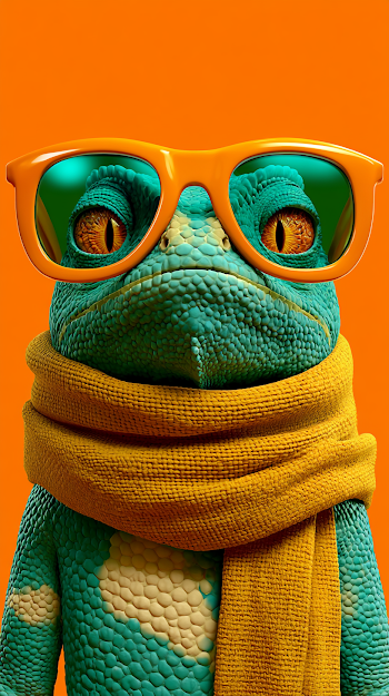 Charming Chameleon Portrait with Fashion Accessories