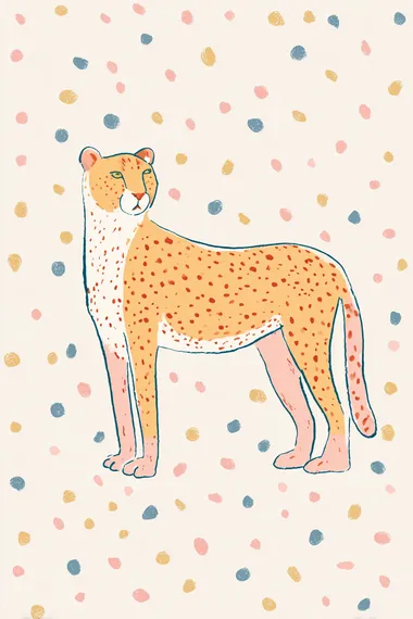 Charming Cheetah Illustration in Pastel Hues Charming Cheetah Illustration in Pastel Hues