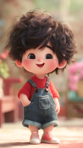 Charming Chibi Boy Character in Whimsical Style