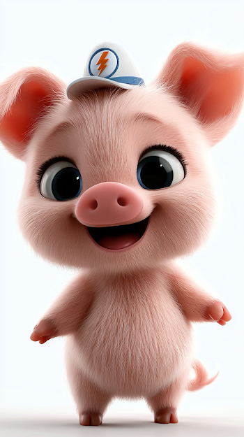 Charming Chibi Pink Baby Pig Character