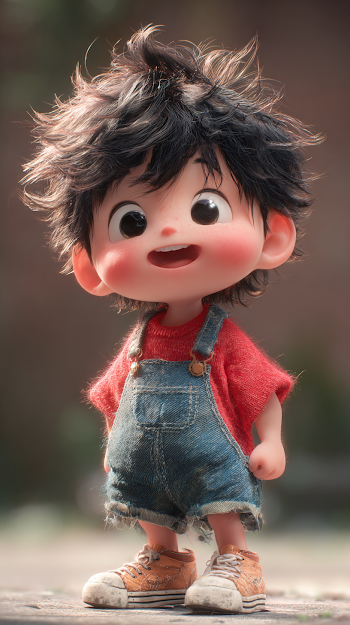 Charming Chibi-Style Boy Character