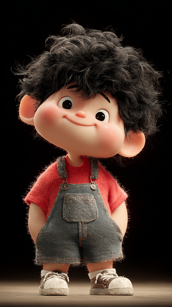 Charming Chibi-Style Little Boy Character