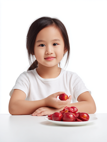 Charming Child with Hawthorn Snack