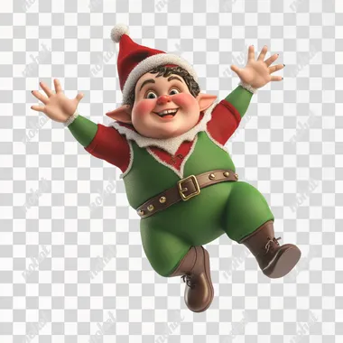 Charming Christmas Elf in a Playful 3D Fall