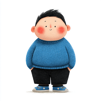 Charming Chubby Asian Boy Illustration