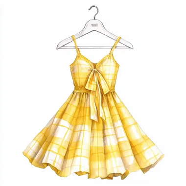 Charming Cotton Gingham Summer Dress Clipart for Creative Projects