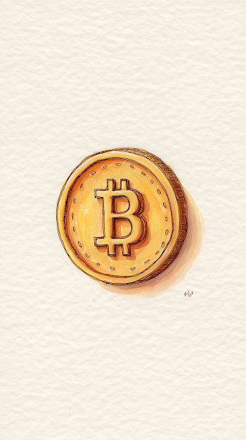 Charming Hand-Drawn Bitcoin Coin Illustration