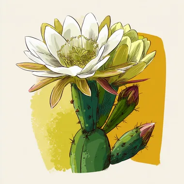 Charming Hand-Drawn Cartoon of Sri Lankan Kadupul Flower Charming Hand-Drawn Cartoon of Sri Lankan Kadupul Flower