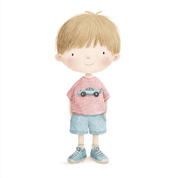 Charming Hand-Drawn Illustration of a Boy