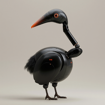 Charming Home Robot Inspired by Ostrich Design