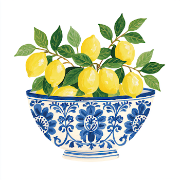 Charming Italian Majolica Lemon Bowl Illustration