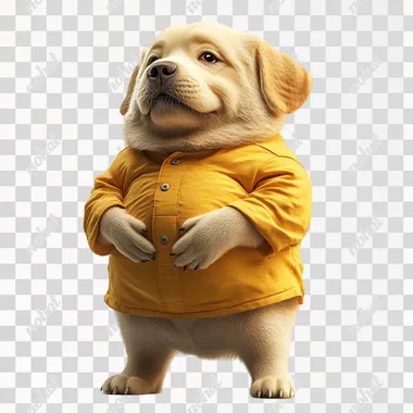 Charming Labrador in a Yellow Shirt: Adorable and Happy