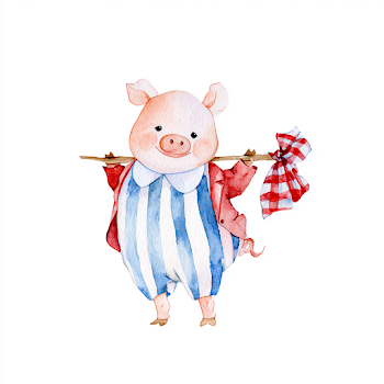 Charming Piglet in Edwardian Attire
