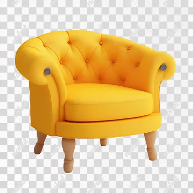 Charming Round Yellow Sofa in 3D Cartoon Style