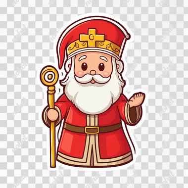 Charming Saint Nicholas: Cute Sticker Design