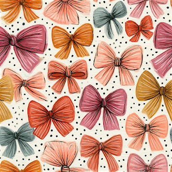 Charming Seamless Pattern of Ribbons and Polka Dots