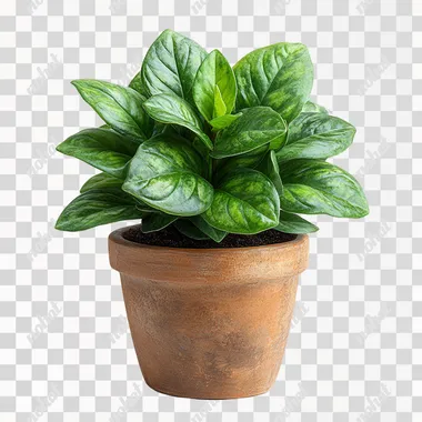 Charming Small Houseplant in Pot on White Background