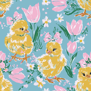 Charming Spring Chick Seamless Pattern