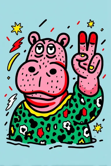 Charming Tired Hippo Showing 'OK' Gesture Charming Tired Hippo Showing 'OK' Gesture