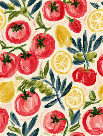 Charming Tomato and Lemon Seamless Pattern