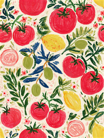 Charming Tomato and Lemon Seamless Pattern