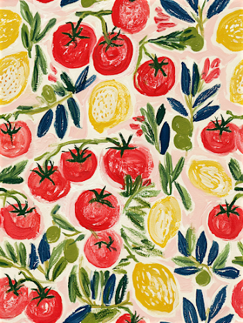 Charming Tomato and Lemon Seamless Pattern