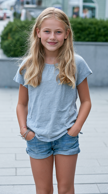 Charming Young Girl in Casual Summer Outfit
