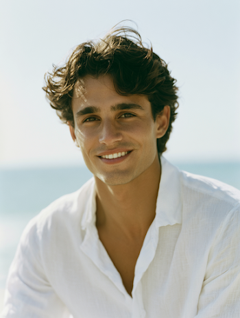 Charming Young Man by the Ocean