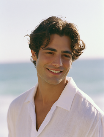 Charming Young Man in Coastal Setting