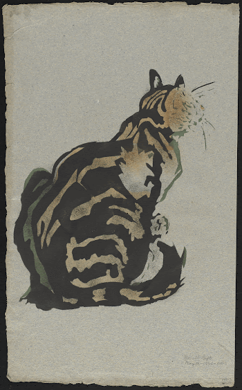 Chat assis (ca. 1881&ndash;1920) print | Free Photo - rawpixel
