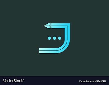 chat pen and letter j logo design