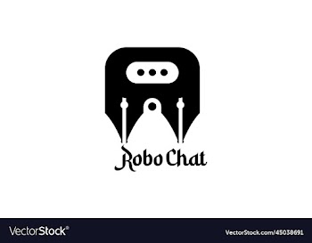 chat robot and pen logo