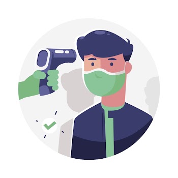 Checking body temperature in public area Free Vector