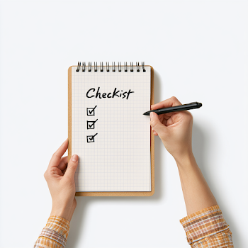 Checklist on Notepad with Black Pen